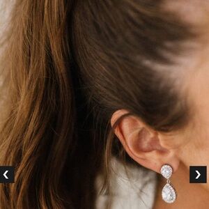 UNTAMED PETALS BY AMANDA JUDGE White Crystal Drop Earrings